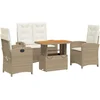 Image de vidaXL - 4-delige - Tuinset - met - kussens - poly - rattan - beige