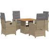 Image de vidaXL - 5-delige - Tuinset - met - kussens - poly - rattan - beige