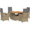 Image de vidaXL - 5-delige - Tuinset - met - kussens - poly - rattan - beige