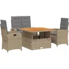 Image de vidaXL - 4-delige - Tuinset - met - kussens - poly - rattan - beige