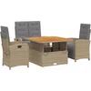 Image de vidaXL - 4-delige - Tuinset - met - kussens - poly - rattan - beige