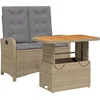 Image de vidaXL - 2-delige - Tuinset - met - kussens - poly - rattan - beige