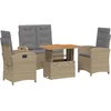 Image de vidaXL - 4-delige - Tuinset - met - kussens - poly - rattan - beige