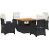 Image de vidaXL - 5-delige - Tuinset - met - kussens - poly - rattan - zwart