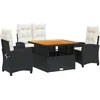 Image de vidaXL - 4-delige - Tuinset - met - kussens - poly - rattan - zwart
