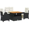 Image de vidaXL - 4-delige - Tuinset - met - kussens - poly - rattan - zwart