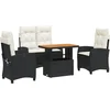 Image de vidaXL - 4-delige - Tuinset - met - kussens - poly - rattan - zwart