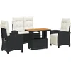 Image de vidaXL - 4-delige - Tuinset - met - kussens - poly - rattan - zwart