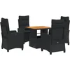 Image de vidaXL - 5-delige - Tuinset - met - kussens - poly - rattan - zwart