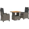 Image de vidaXL - 3-delige - Tuinset - met - kussens - poly - rattan - grijs