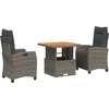 Image de vidaXL - 3-delige - Tuinset - met - kussens - poly - rattan - grijs