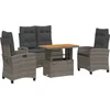 Image de vidaXL - 4-delige - Tuinset - met - kussens - poly - rattan - grijs