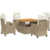 Image de vidaXL - 5-delige - Tuinset - met - kussens - poly - rattan - beige