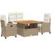 Image de vidaXL - 4-delige - Tuinset - met - kussens - poly - rattan - beige