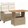 Image de vidaXL - 2-delige - Tuinset - met - kussens - poly - rattan - beige