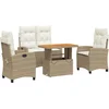 Image de vidaXL - 4-delige - Tuinset - met - kussens - poly - rattan - beige