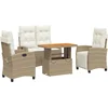 Image de vidaXL - 4-delige - Tuinset - met - kussens - poly - rattan - beige