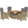 Image de vidaXL - 5-delige - Tuinset - met - kussens - poly - rattan - beige