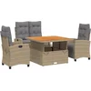 Image de vidaXL - 4-delige - Tuinset - met - kussens - poly - rattan - beige