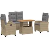 Image de vidaXL - 4-delige - Tuinset - met - kussens - poly - rattan - beige