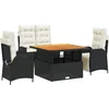 Image de vidaXL - 4-delige - Tuinset - met - kussens - poly - rattan - zwart