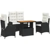 Image de vidaXL - 4-delige - Tuinset - met - kussens - poly - rattan - zwart