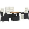 Image de vidaXL - 4-delige - Tuinset - met - kussens - poly - rattan - zwart