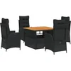 Image de vidaXL - 5-delige - Tuinset - met - kussens - poly - rattan - zwart