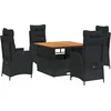 Image de vidaXL - 5-delige - Tuinset - met - kussens - poly - rattan - zwart