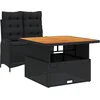 Image de vidaXL - 2-delige - Tuinset - met - kussens - poly - rattan - zwart