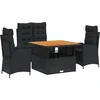 Image de vidaXL - 4-delige - Tuinset - met - kussens - poly - rattan - zwart