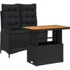 Image de vidaXL - 2-delige - Tuinset - met - kussens - poly - rattan - zwart