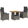 Image de vidaXL - 3-delige - Tuinset - met - kussens - poly - rattan - grijs
