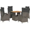 Image de vidaXL - 5-delige - Tuinset - met - kussens - poly - rattan - grijs
