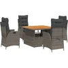 Image de vidaXL - 5-delige - Tuinset - met - kussens - poly - rattan - grijs