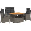 Image de vidaXL - 4-delige - Tuinset - met - kussens - poly - rattan - grijs