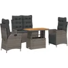 Image de vidaXL - 4-delige - Tuinset - met - kussens - poly - rattan - grijs