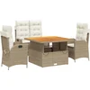 Image de vidaXL - 4-delige - Tuinset - met - kussens - poly - rattan - beige
