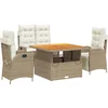 Image de vidaXL - 4-delige - Tuinset - met - kussens - poly - rattan - beige