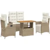 Image de vidaXL - 4-delige - Tuinset - met - kussens - poly - rattan - beige