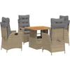 Image de vidaXL - 5-delige - Tuinset - met - kussens - poly - rattan - beige