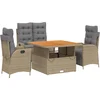 Image de vidaXL - 4-delige - Tuinset - met - kussens - poly - rattan - beige