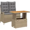 Image de vidaXL - 2-delige - Tuinset - met - kussens - poly - rattan - beige