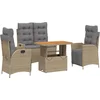 Image de vidaXL - 4-delige - Tuinset - met - kussens - poly - rattan - beige