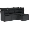 Image de vidaXL - 4-delige - Loungeset - met - kussens - poly - rattan - zwart