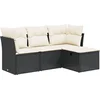 Image de vidaXL - 4-delige - Loungeset - met - kussens - poly - rattan - zwart
