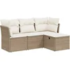 Image de vidaXL - 4-delige - Loungeset - met - kussens - poly - rattan - beige