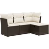 Image de vidaXL - 4-delige - Loungeset - met - kussens - poly - rattan - bruin