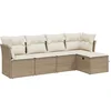 Image de vidaXL - 5-delige - Loungeset - met - kussens - poly - rattan - beige