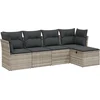 Image de vidaXL - 5-delige - Loungeset - met - kussens - poly - rattan - lichtgrijs